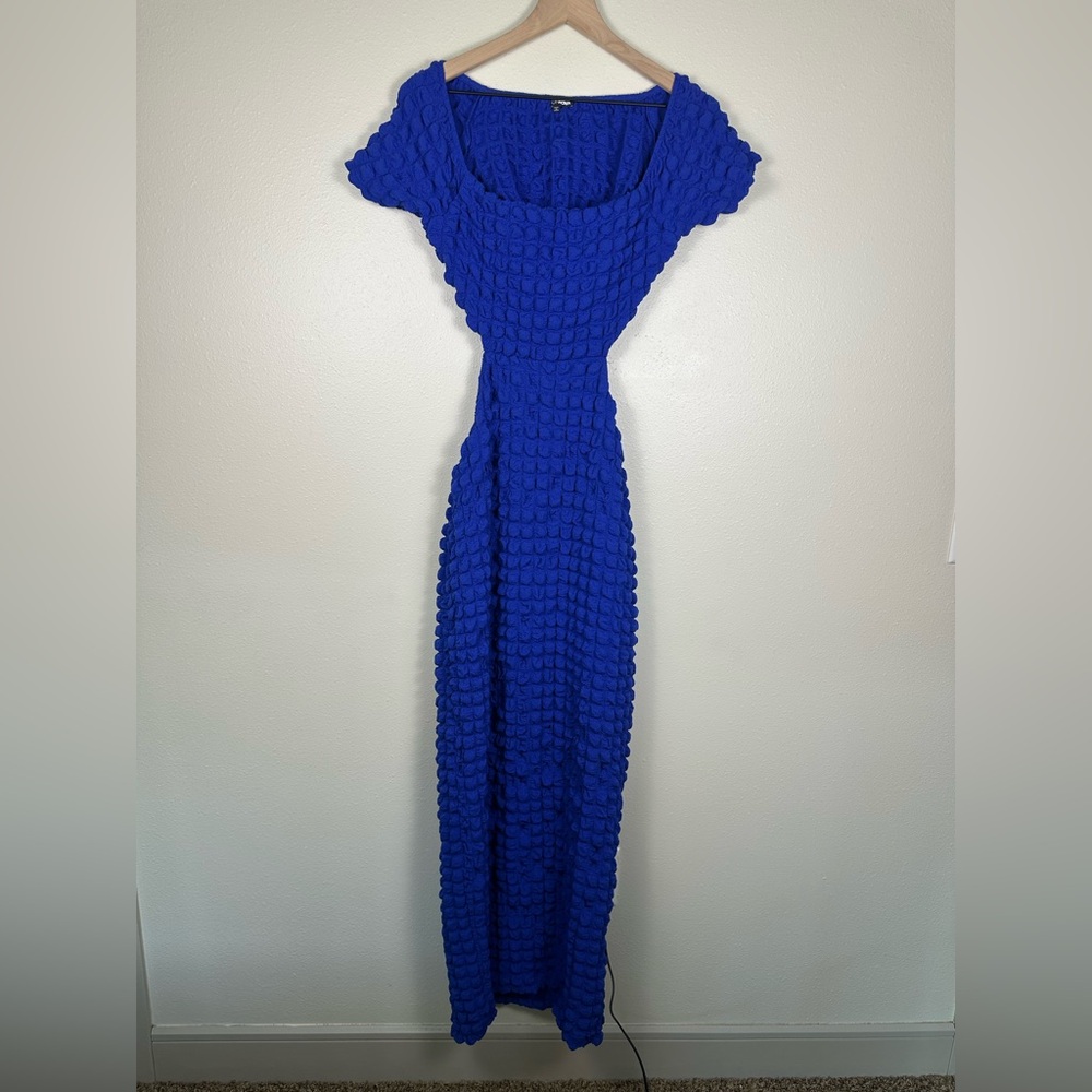 FASHION NOVA Women's Large Vacation Party Blue Hazel Bubble Open Back Maxi Dress - Picture 3 of 8